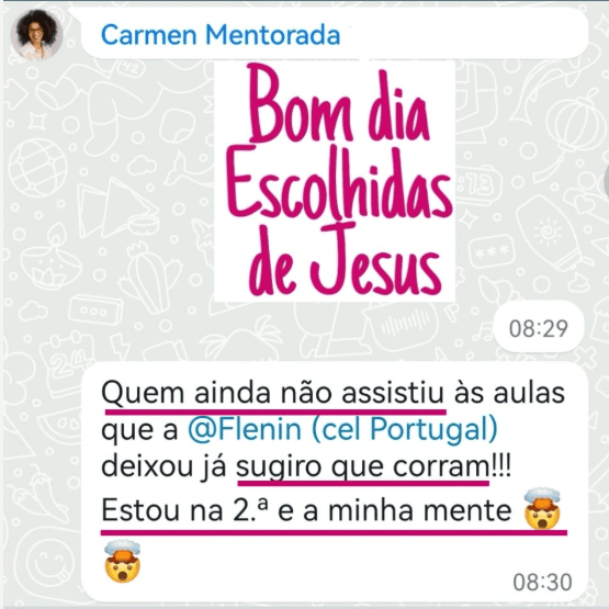 Depoimento de Carmen Mentorada sobre as aulas do treinamento